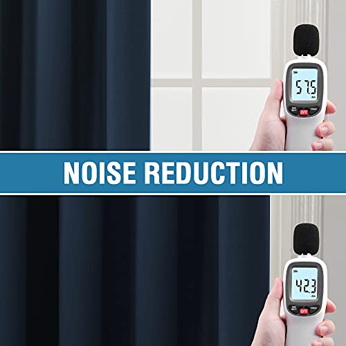 H.VERSAILTEX 100% Blackout Curtains for Bedroom Thermal Insulated Curtains & Drapes Blackout Curtains 54 Inches Long Rod Pocket Curtains for Living Room with Black Liner 2 Panels Set, Navy