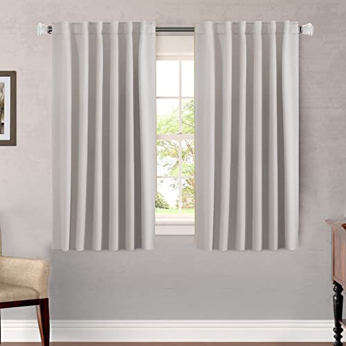 Blackout Curtains Thermal Insulated Window Treatment Panels Room Darkening Blackout Drapes for Living Room Back Tab/Rod Pocket Bedroom Draperies, 52 x 54 Inch, Stone, 2 Panels