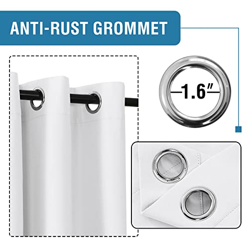 100% Blackout Linen Curtains 54 inches Long Thermal Curtains for Living Room Textured Burlap Curtains with Double Face Linen Grommet Soundproof Bedroom Curtains 52 x 54 Inch, 2 Panels - White