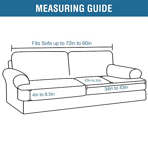 Sofa Cover 3 Piece T Cushion Sofa Slipcovers Thick Velvet Couch Cover Furniture Protector Stretch T Cushion Sofa Covers for 2 Cushion Couch with 2 Individual T Cushion Covers Washable, Grey