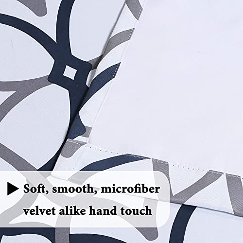 H.VERSAILTEX Blackout Curtains Printed Design 45 Inch Length 2 Panels Set Thermal Insulated Curtains for Bedroom Living Room Geometric Modern Grommet Window Drapes - Dark Denim and Grey