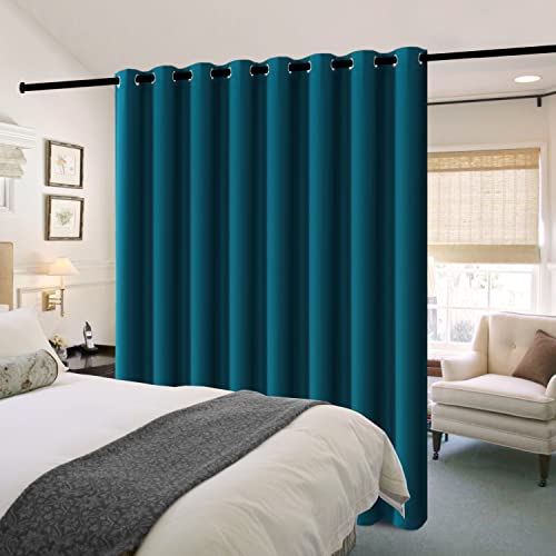 H.VERSAILTEX 100% Blackout Patio Curtains Thermal Insulated Curtains for Sliding Door Extra Wide Window Panels Full Light Blocking Grommet Curtains with Black Liner, W100 x L108 inch - Dark Teal