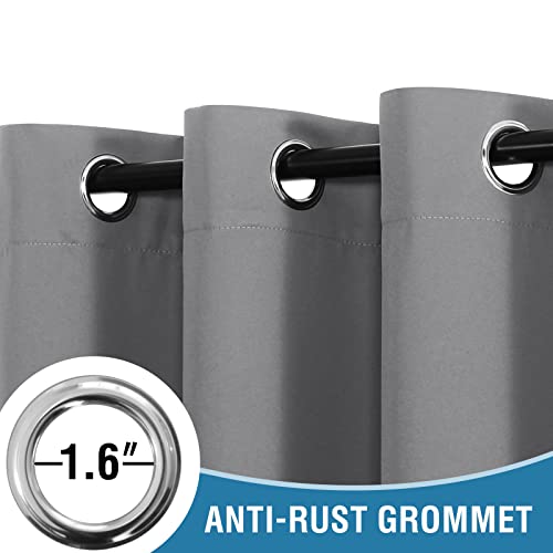 H.VERSAILTEX 100% Blackout Patio Curtains Thermal Insulated Curtains for Sliding Door Extra Wide Window Panels Full Light Blocking Grommet Curtains with Black Liner, W100 x L96 inch - Dove Gray