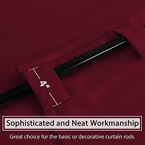Blackout Curtains Thermal Insulated Window Treatment Panels Room Darkening Blackout Drapes for Living Room Back Tab/Rod Pocket Bedroom Draperies, 52 x 96 Inch, Burgundy Red, 2 Panels