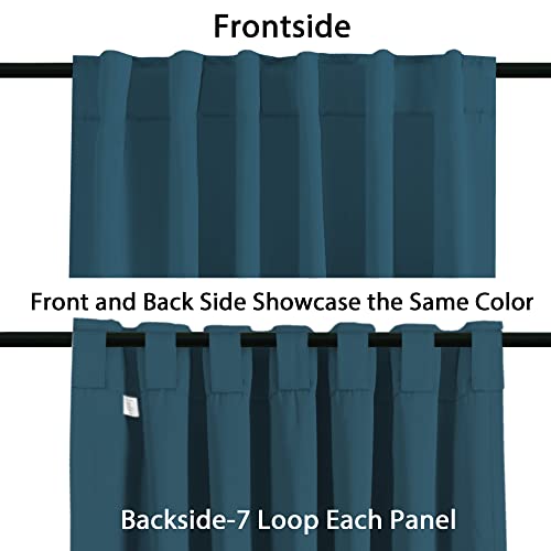 Blackout Curtains Thermal Insulated Window Treatment Panels Room Darkening Blackout Drapes for Living Room Back Tab/Rod Pocket Bedroom Draperies, 52 x 96 Inch, Dark Teal, 2 Panels