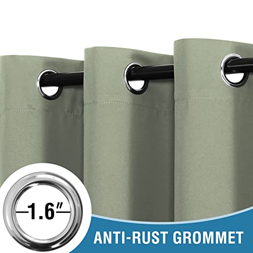 H.VERSAILTEX 100% Blackout Patio Curtains Thermal Insulated Curtains for Sliding Door Extra Wide Window Panels Full Light Blocking Grommet Curtains with Black Liner, W100 x L108 inch - Sage