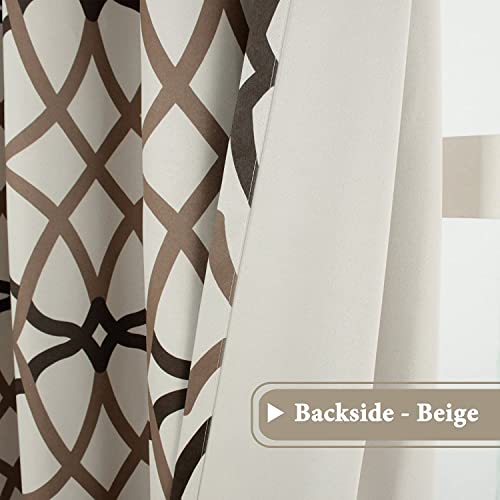 H.VERSAILTEX Blackout Curtains Printed Design 54 Inch Length 2 Panels Set Thermal Insulated Curtains for Bedroom Living Room Geometric Modern Grommet Window Drapes - Taupe and Brown