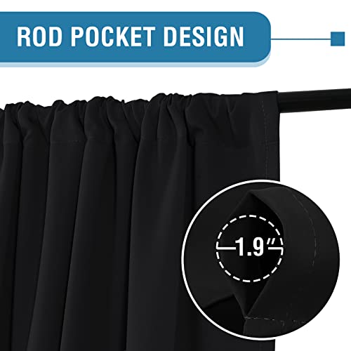 H.VERSAILTEX 100% Blackout Curtains for Bedroom Thermal Insulated Curtains & Drapes Blackout Curtains 108 Inches Long Rod Pocket Curtains for Living Room with Black Liner 2 Panels Set, Jet Black