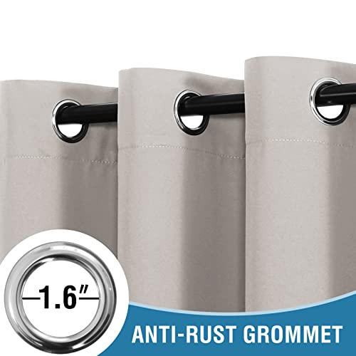 H.VERSAILTEX 100% Blackout Patio Curtains Thermal Insulated Curtains for Sliding Door Extra Wide Window Panels Full Light Blocking Grommet Curtains with Black Liner, W100 x L96 inch - Pumice Stone