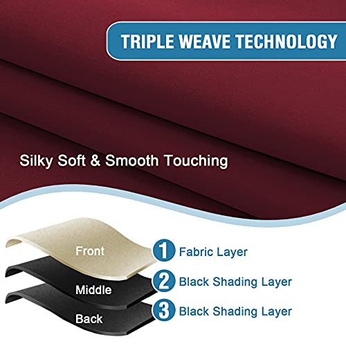 H.VERSAILTEX 100% Blackout Curtain Valances for Kitchen Windows/Bathroom/Living Room/Bedroom Thermal Insulated Rod Pocket Valances for Windows, 4 Pack, 52" x 18", Burgundy