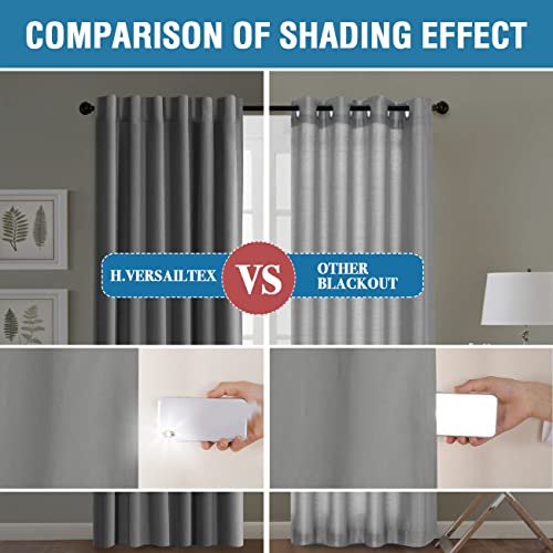 100% Blackout Curtains for Bedroom with Black Liner Full Room Darkening Curtains 45 Inches Long Thermal Insulated Back Tab/Rod Pocket Window Treatment Drapes for Living Room, Dove Grey, 2 Panels