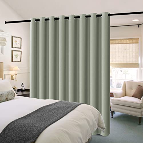 H.VERSAILTEX 100% Blackout Patio Curtains Thermal Insulated Curtains for Sliding Door Extra Wide Window Panels Full Light Blocking Grommet Curtains with Black Liner, W100 x L84 inch - Sage