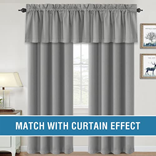 H.VERSAILTEX 100% Blackout Curtain Valances for Kitchen Windows/Bathroom/Living Room/Bedroom Thermal Insulated Rod Pocket Valances for Windows, 2 Pack, 52" x 18", Dove Gray