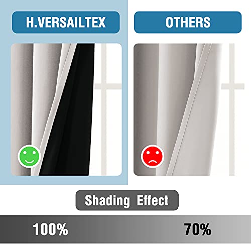 H.VERSAILTEX 100% Blackout Curtains for Bedroom Thermal Insulated Curtains & Drapes Blackout Curtains 108 Inches Long Rod Pocket Curtains for Living Room with Black Liner 2 Panels Set, Pumice Stone