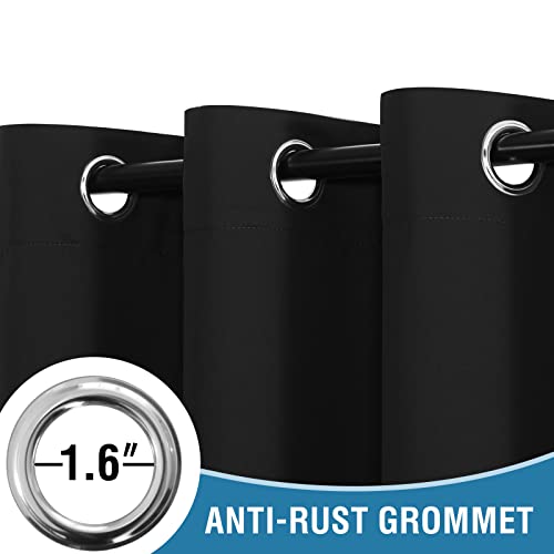 H.VERSAILTEX 100% Blackout Patio Curtains Thermal Insulated Curtains for Sliding Door Extra Wide Window Panels Full Light Blocking Grommet Curtains with Black Liner, W100 x L108 inch - Jet Black