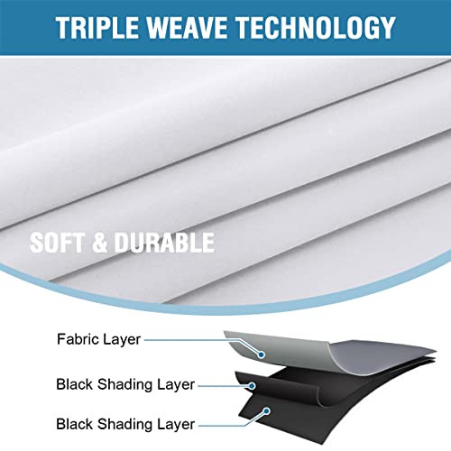 100% Blackout Curtains for Bedroom with Black Liner Full Room Darkening Curtains 63 Inches Long Thermal Insulated Back Tab/Rod Pocket Window Treatment Drapes for Living Room, Bleached White, 2 Panels