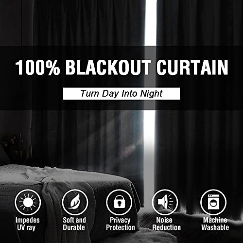 H.VERSAILTEX 100% Blackout Curtains for Bedroom Thermal Insulated Curtains & Drapes Blackout Curtains 63 Inches Long Rod Pocket Curtains for Living Room with Black Liner 2 Panels Set, Pumice Stone