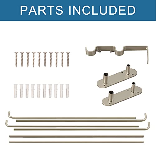 H.VERSAILTEX Double Curtain Rods for Windows 84 to 120 Inch Wrap Around Indoor / Outdoor Double Curtain Rods for Blackout Curtains, Suit for Grommet and Rod Pocket, Nicekl