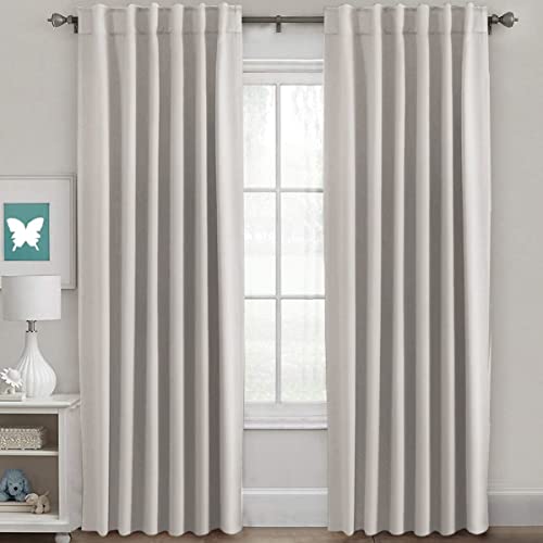 Blackout Curtains Thermal Insulated Window Treatment Panels Room Darkening Blackout Drapes for Living Room Back Tab/Rod Pocket Bedroom Draperies, 52 x 84 Inch, Stone, 2 Panels