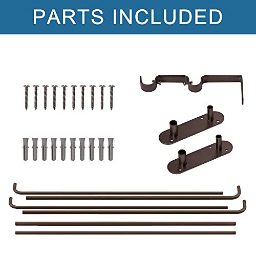 H.VERSAILTEX Double Curtain Rods for Windows 52 to 72 Inch Wrap Around Indoor / Outdoor Double Curtain Rods for Blackout Curtains, Suit for Grommet and Rod Pocket, Bronze
