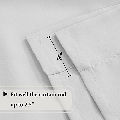 Bedroom Curtain 2 Panels Thermal Insulated Room Darkening Tie Up Shades for Kitchen, Privacy Assured (Rod Pocket Panels, 42W x 63L, Greyish White)