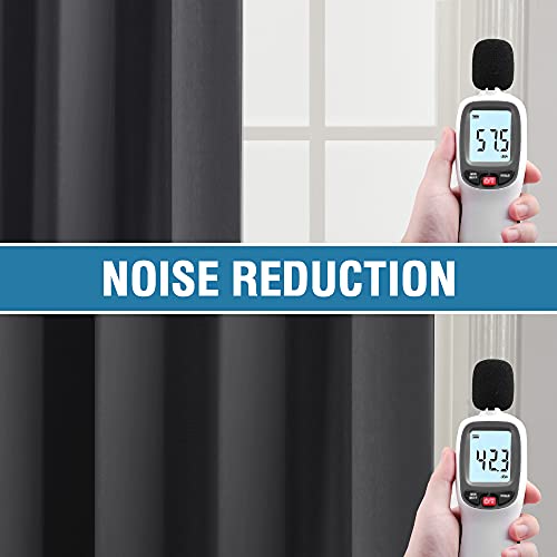 H.VERSAILTEX 100% Blackout Curtains for Bedroom Thermal Insulated Curtains & Drapes Blackout Curtains 108 Inches Long Rod Pocket Curtains for Living Room with Black Liner 2 Panels Set, Charcoal Gray