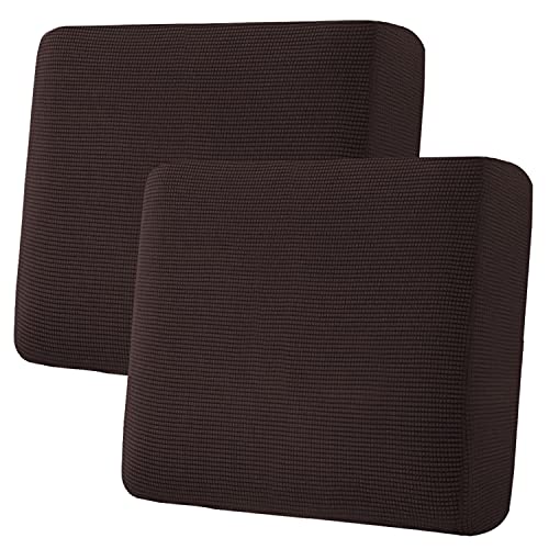 H.VERSAILTEX Super Stretch Individual Seat Cushion Covers Sofa Covers Couch Cushion Covers Slipcovers Featuring Thick Jacquard Textured Twill Fabric (2 Piece Large Sofa Cushion Covers, Chocolate)