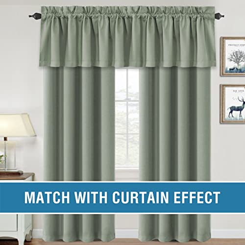 H.VERSAILTEX 100% Blackout Curtain Valances for Kitchen Windows/Bathroom/Living Room/Bedroom Thermal Insulated Rod Pocket Valances for Windows, 2 Pack, 52" x 18", Sage