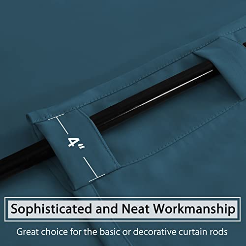 Blackout Curtains Thermal Insulated Window Treatment Panels Room Darkening Blackout Drapes for Living Room Back Tab/Rod Pocket Bedroom Draperies, 52 x 96 Inch, Dark Teal, 2 Panels