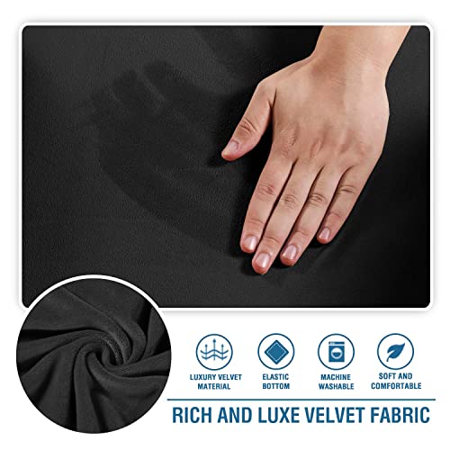 Chaise Lounge Cover Velvet Chaise Lounge Couch Cover High Stretch Chaise Lounge Slipcover Luxury Lounge Chair Cover for Living Room Soft Furniture Protector for Dog, Machine Washable, Black