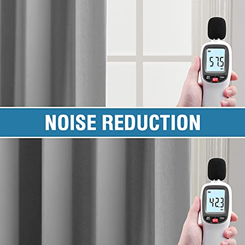 H.VERSAILTEX 100% Blackout Curtains for Bedroom Thermal Insulated Curtains & Drapes Blackout Curtains 63 Inches Long Rod Pocket Curtains for Living Room with Black Liner 2 Panels Set, Dove Gray