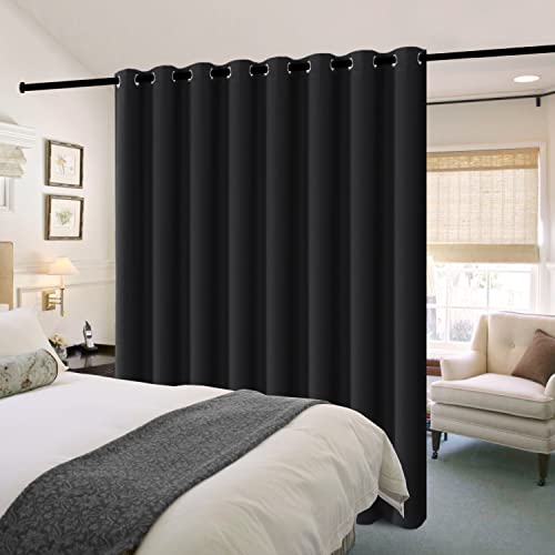 H.VERSAILTEX 100% Blackout Patio Curtains Thermal Insulated Curtains for Sliding Door Extra Wide Window Panels Full Light Blocking Grommet Curtains with Black Liner, W100 x L108 inch - Jet Black
