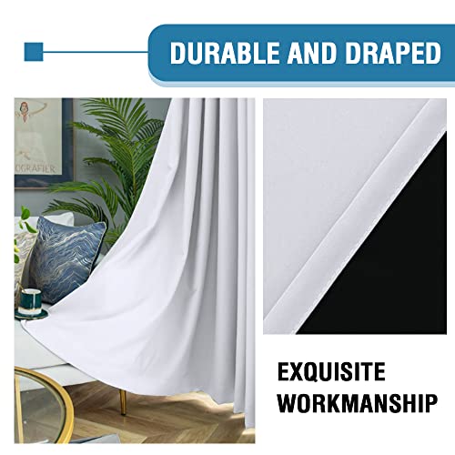H.VERSAILTEX 100% Blackout Patio Curtains Thermal Insulated Curtains for Sliding Door Extra Wide Window Panels Full Light Blocking Grommet Curtains with Black Liner, W100 x L96 inch - Bleached White