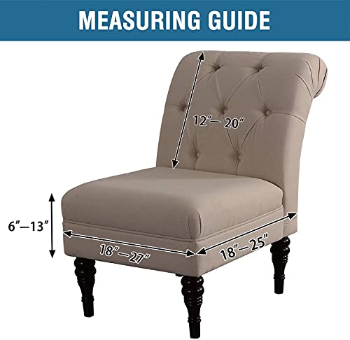 Velvet Accent Chair Covers High Stretch Armless Chair Covers for Living Room Luxury Thick Velvet Chair Slipcovers Modern Furniture Protector with Elastic Bottom, Machine Washable, Off White