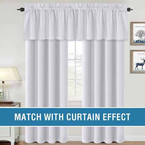 H.VERSAILTEX 100% Blackout Curtain Valances for Kitchen Windows/Bathroom/Living Room/Bedroom Thermal Insulated Rod Pocket Valances for Windows, 4 Pack, 52" x 18", Bleached White