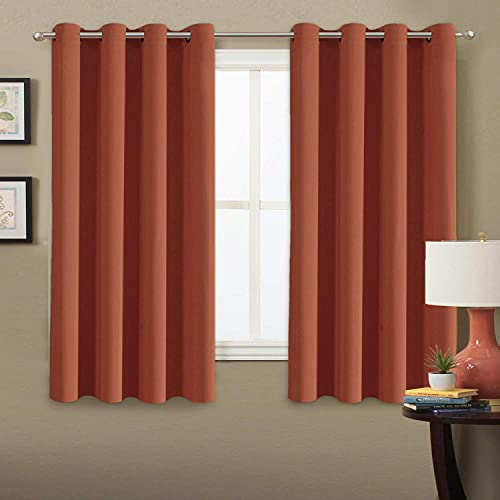 H.VERSAILTEX Blackout Curtain for Living Room Thermal Insulated Window Treatment Curtain Extra Long 54 inch Length Energy Saving Solid Grommet Top Blackout Drape, One Panel, Burnt Ochre