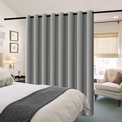 H.VERSAILTEX 100% Blackout Patio Curtains Thermal Insulated Curtains for Sliding Door Extra Wide Window Panels Full Light Blocking Grommet Curtains with Black Liner, W100 x L96 inch - Dove Gray