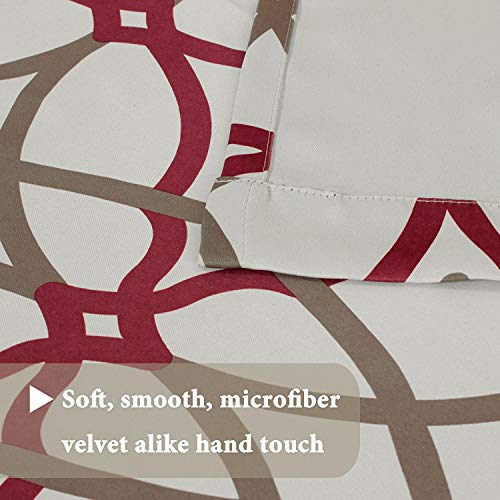 H.VERSAILTEX Blackout Curtains Printed Design 54 Inch Length 2 Panels Set Thermal Insulated Curtains for Bedroom Living Room Geometric Modern Grommet Window Drapes - Taupe and Red