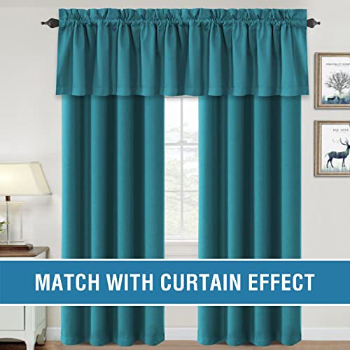 H.VERSAILTEX 100% Blackout Curtain Valances for Kitchen Windows/Bathroom/Living Room/Bedroom Thermal Insulated Rod Pocket Valances for Windows, 2 Pack, 52" x 18", Turquoise Blue