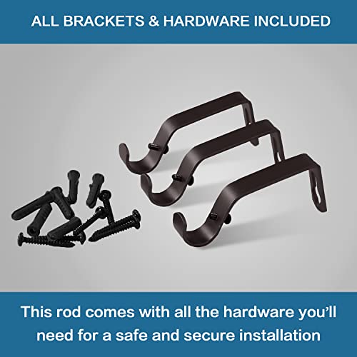 H.VERSAILTEX Window Curtain Rods for Windows 48 to 84 Inches Adjustable Decorative 3/4 Inch Diameter Standard Single Window Curtain Rod Set with Round Cage Finials, Bronze