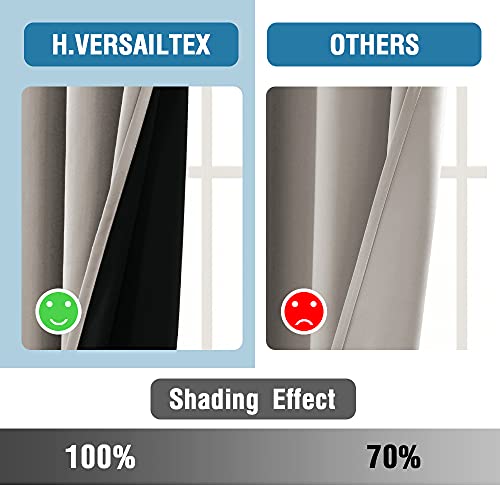 H.VERSAILTEX 100% Blackout Patio Curtains Thermal Insulated Curtains for Sliding Door Extra Wide Window Panels Full Light Blocking Grommet Curtains with Black Liner, W100 x L96 inch - Warm Taupe