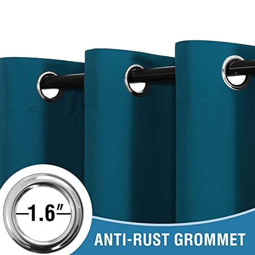 H.VERSAILTEX 100% Blackout Patio Curtains Thermal Insulated Curtains for Sliding Door Extra Wide Window Panels Full Light Blocking Grommet Curtains with Black Liner, W100 x L108 inch - Dark Teal