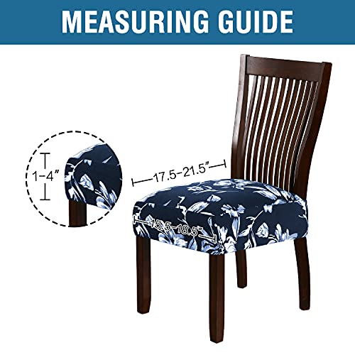Chair Cover for Dining Room High Stretch Chair Seat Cover Removable Chair Seat Cushion Slipcovers Washable Kitchen Chair Cover Feature Soft Thick Bouncy Modern Style ( Navy, Set of 4 )