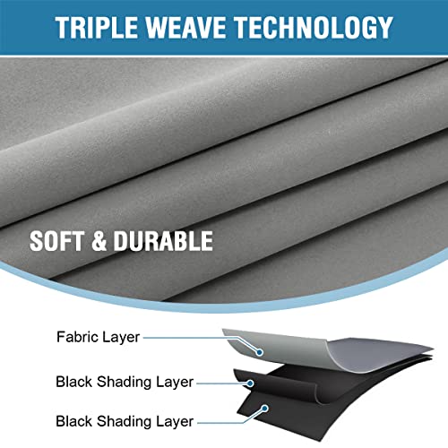 100% Blackout Curtains for Bedroom with Black Liner Full Room Darkening Curtains 45 Inches Long Thermal Insulated Back Tab/Rod Pocket Window Treatment Drapes for Living Room, Dove Grey, 2 Panels