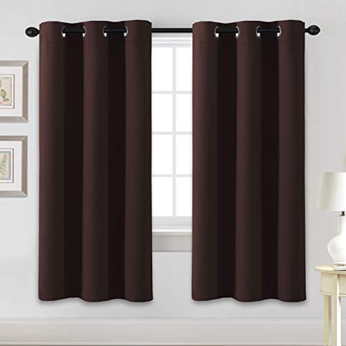 Blackout Curtains for Bedroom Thermal Insulated Room Darkening Living Room Curtains 72 Inch Long Grommet Privacy Protection Window Curtain Panels/Drapes for Nursery, 2 Panels, Chocolate Brown