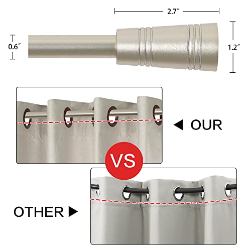 H.VERSAILTEX Window Curtain Rods for Windows 48 to 86 Inches Splicing Adjustable 3/4 Inch Diameter Single Window Curtain Rod Set with Cylindrical Finials, Nickel
