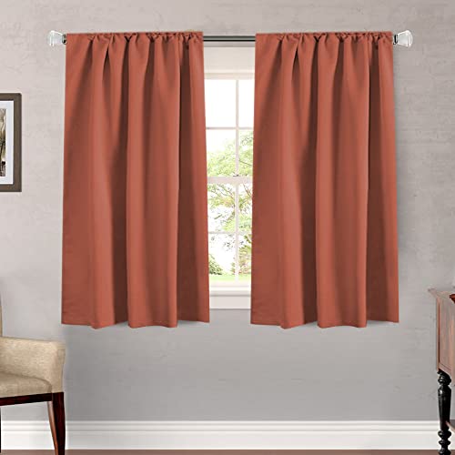 Blackout Curtains Thermal Insulated Window Treatment Panels Room Darkening Blackout Drapes for Living Room Back Tab/Rod Pocket Bedroom Draperies, 52 x 54 Inch, Burnt Ochre, 2 Panels