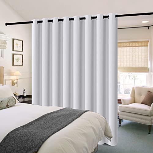H.VERSAILTEX 100% Blackout Patio Curtains Thermal Insulated Curtains for Sliding Door Extra Wide Window Panels Full Light Blocking Grommet Curtains with Black Liner, W100 x L96 inch - Bleached White