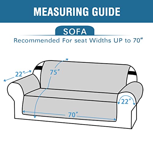 Thick Velvet Sofa Cover Soft Couch Cover for 3 Cushion Sofa Slipcover Washable Furniture Protector for Dogs, Non-Slip Elastic Straps Fit Sitting Width Up to 70"(Sofa, Ivory)