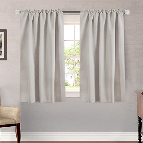Blackout Curtains Thermal Insulated Window Treatment Panels Room Darkening Blackout Drapes for Living Room Back Tab/Rod Pocket Bedroom Draperies, 52 x 54 Inch, Stone, 2 Panels